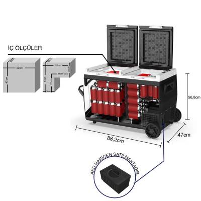 ICECO K95D 12/24Volt 95Lt Akülü/Kablolu/ Çift Bölmeli Kompresörlü Outdoor Oto Buzdolabı/Dondurucu (Akü Dahil Değildir) - 5