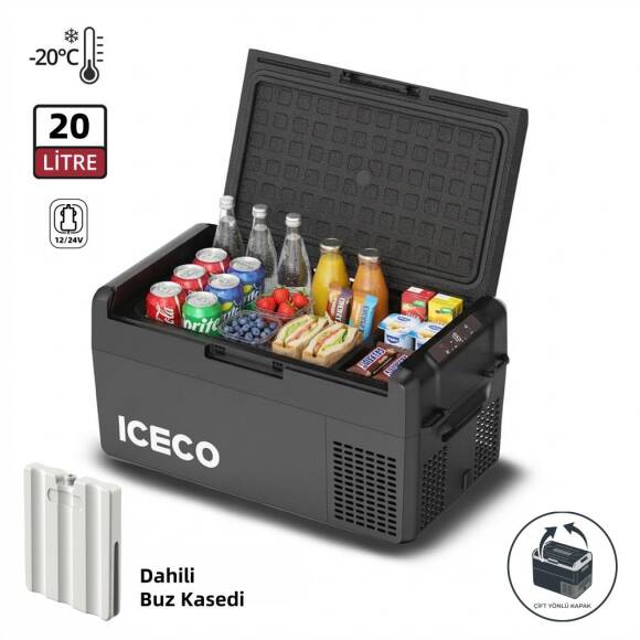 ICECO MCD20B 12/24Volt 20 Litre Kompresörlü Oto Buzdolabı/Dondurucu + Buz Kaseti - 1