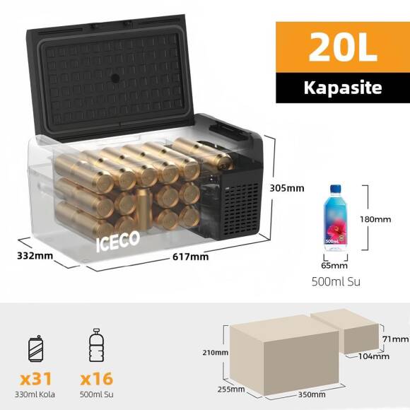 ICECO MCD20B 12/24Volt 20 Litre Kompresörlü Oto Buzdolabı/Dondurucu + Buz Kaseti - 5