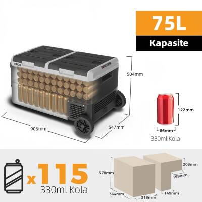 ICECO MCD75D 12/24Volt 75 Litre Kompresörlü Çift Bölmeli Tekerlekli Outdoor Oto Buzdolabı/Dondurucu - 5