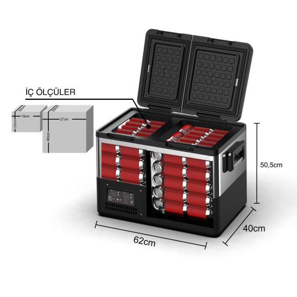 ICECO TCD45 12/24Volt 45 Litre Çift Bölmeli Outdoor Kompresörlü Oto Buzdolabı/Dondurucu - 5