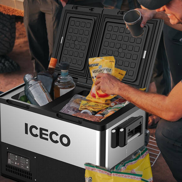 ICECO TCD55 12/24Volt 55 Litre Çift Bölmeli Outdoor Kompresörlü Oto Buzdolabı/Dondurucu