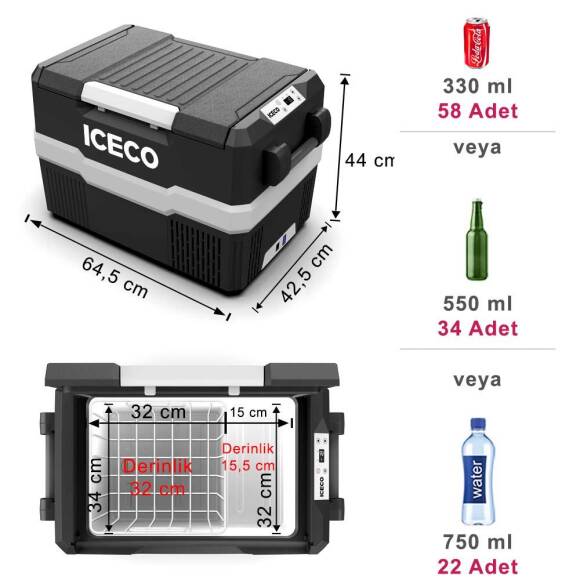 ICECO YCD45S 12/24Volt 43 Litre Outdoor Kompresörlü Oto Buzdolabı - 10