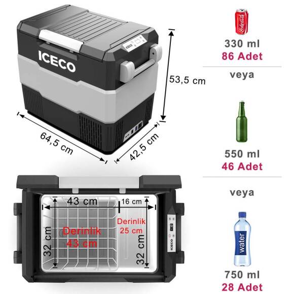 ICECO YCD60S 12/24Volt 56 Litre Outdoor Kompresörlü Oto Buzdolabı - 10