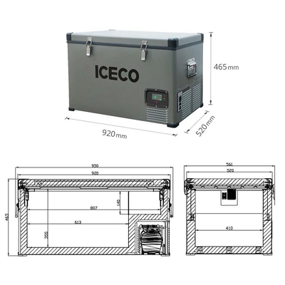 Iceco - ICECO YCD99 12/24Volt 220Volt 99 Litre Tek Bölmeli Outdoor Kompresörlü Oto Buzdolabı/Dondurucu