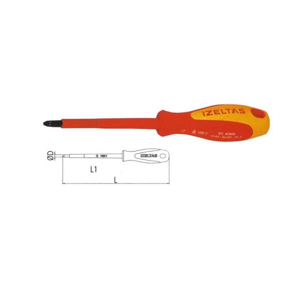İzeltaş 4145180360 1000V İzoleli Elektrikçi Yıldız Uçlu Tornavida 3x60 - 1