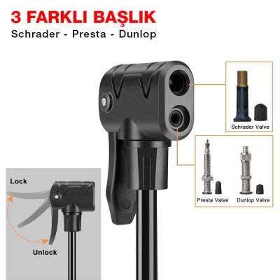 KOBB KB0901 87PSI Analog Basınç Göstergeli Ayak Pompası - 8