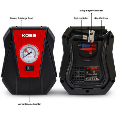 KOBB KB100 12Volt 100 PSI Analog Göstergeli Hava Lastik Şişirme Pompası - Kobb (1)