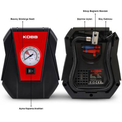 KOBB KB100 12Volt 100 PSI Analog Göstergeli Hava Lastik Şişirme Pompası - Kobb (1)
