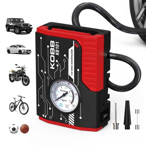 KOBB KB101 12Volt 100 PSI Analog Göstergeli Lastik Şişirme Hava Pompası - 2
