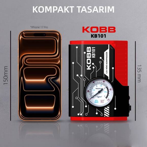 KOBB KB101 12Volt 100 PSI Analog Göstergeli Lastik Şişirme Hava Pompası - 4