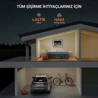 KOBB KB301 12Volt 220Volt 150 PSI Ayarlanabilir Dijital Basınç Göstergeli Lastik ve Yatak Şişirme Pompası - 4