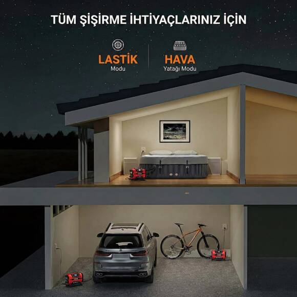 KOBB KB301 12Volt 220Volt 150 PSI Ayarlanabilir Dijital Basınç Göstergeli Lastik ve Yatak Şişirme Pompası - 4