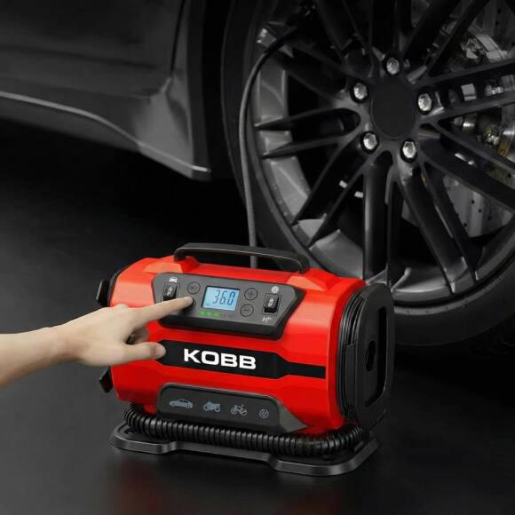 KOBB KB301 12Volt 220Volt 150 PSI Ayarlanabilir Dijital Basınç Göstergeli Lastik ve Yatak Şişirme Pompası - 5