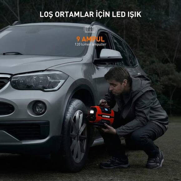 KOBB KB301 12Volt 220Volt 150 PSI Ayarlanabilir Dijital Basınç Göstergeli Lastik ve Yatak Şişirme Pompası - 7