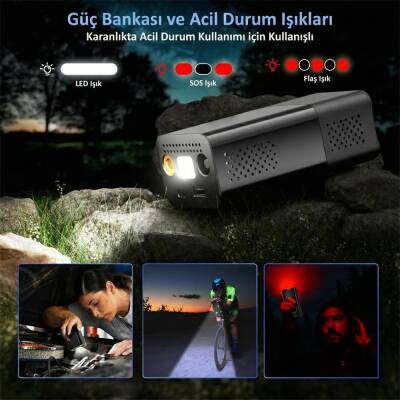 KOBB KB412 Li-ion Şarjlı 150 PSI Dijital Göstergeli Akıllı Lastik Şişirme Pompası+ Powerbank + SOS + Led Lamba - 5