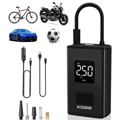 KOBB KB425 12V / Şarjlı Li-ion 150 PSI Dijital Göstergeli Akıllı Lastik Şişirme Pompası+ Powerbank + SOS + Led Lamba - Thumbnail