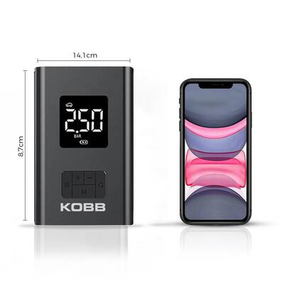 KOBB KB425 12V / Şarjlı Li-ion 150 PSI Dijital Göstergeli Akıllı Lastik Şişirme Pompası+ Powerbank + SOS + Led Lamba - Thumbnail