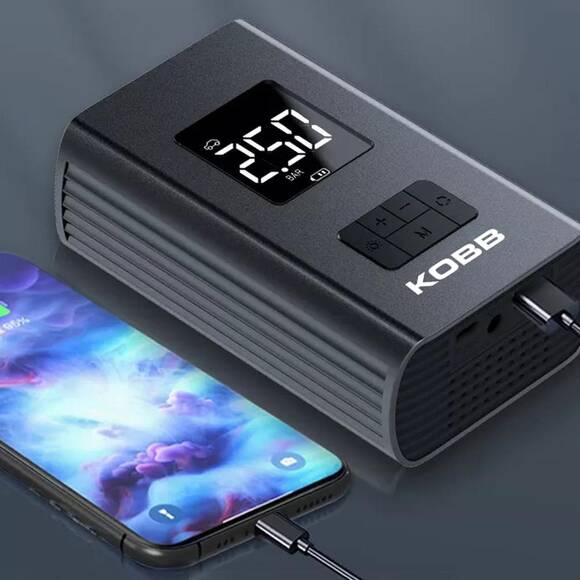 KOBB KB425 12V / Şarjlı Li-ion 150 PSI Dijital Göstergeli Akıllı Lastik Şişirme Pompası+ Powerbank + SOS + Led Lamba