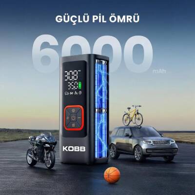 KOBB KB426 12V / Şarjlı Li-ion 150 PSI Dijital Göstergeli Akıllı Lastik Şişirme Pompası+ Powerbank + SOS + Led Lamba - 5