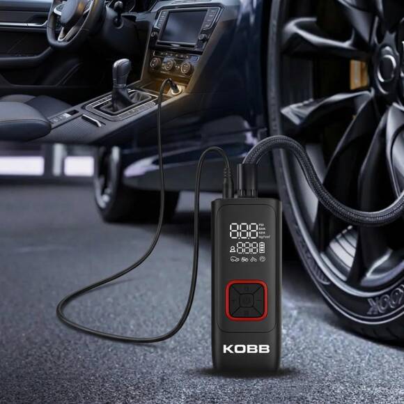 KOBB KB426 12V / Şarjlı Li-ion 150 PSI Dijital Göstergeli Akıllı Lastik Şişirme Pompası+ Powerbank + SOS + Led Lamba - 6