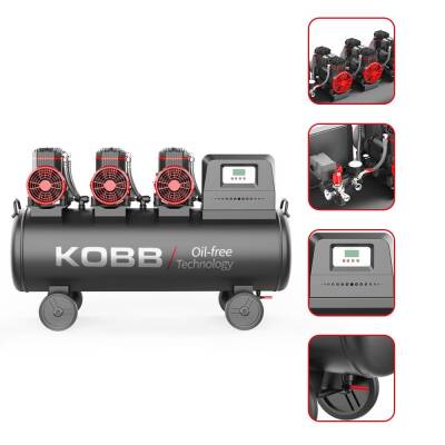 KOBB KBK100S 6.0HP 100Lt 8Bar Üç Motorlu Yağsız Sessiz Taşınabilir Hava Kompresörü - 6