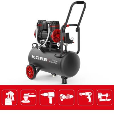 KOBB KBK25S 1.7HP 25Lt 8Bar Yağsız Sessiz Taşınabilir Hava Kompresörü - 3