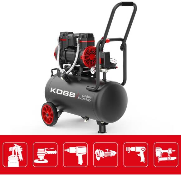 KOBB KBK25S 1.7HP 25Lt 8Bar Yağsız Sessiz Taşınabilir Hava Kompresörü - 3