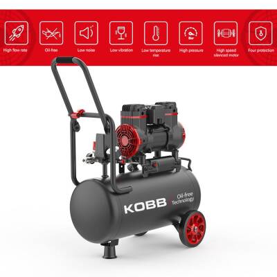 KOBB KBK25S 1.7HP 25Lt 8Bar Yağsız Sessiz Taşınabilir Hava Kompresörü - Kobb (1)