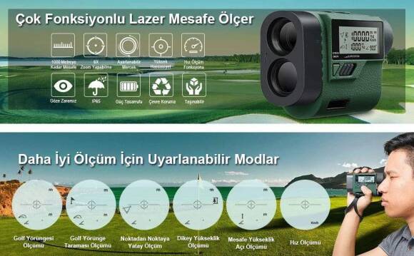 KOBB KBL1000 1Km Profesyonel Optik Dürbünlü Golf Lazer Metre + Hız Tespit Cihazı - 8