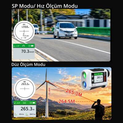 KOBB KBL1500 1500Mt 3.7V Li-ion LCD Ekran Şarjlı Profesyonel Optik Dürbünlü Golf Lazer Metre - 7