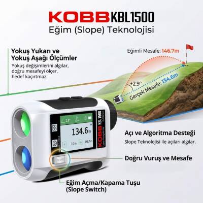 KOBB KBL1500 1500Mt 3.7V Li-ion LCD Ekran Şarjlı Profesyonel Optik Dürbünlü Golf Lazer Metre - 9