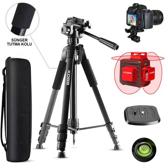 KOBB KBL20T 160CM Su Terazili Profesyonel Alüminyum Lazer Tripod - 3