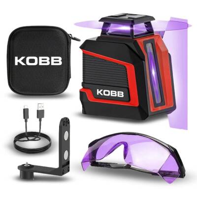 KOBB KBL30P 3.7V Li-ion Yatay 360° ve Dikey Otomatik Hizalamalı Mor Işık Profesyonel Çizgi Lazer - Kobb