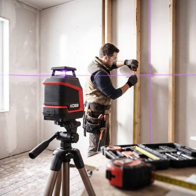 KOBB KBL30P 3.7V Li-ion Yatay 360° ve Dikey Otomatik Hizalamalı Mor Işık Profesyonel Çizgi Lazer - 5