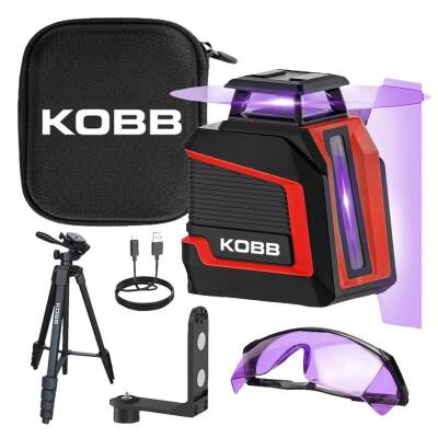KOBB KBL30P 3.7V Li-ion Yatay 360° ve Dikey Otomatik Hizalamalı Mor Işık Profesyonel Lazer+Tripod - Kobb (1)