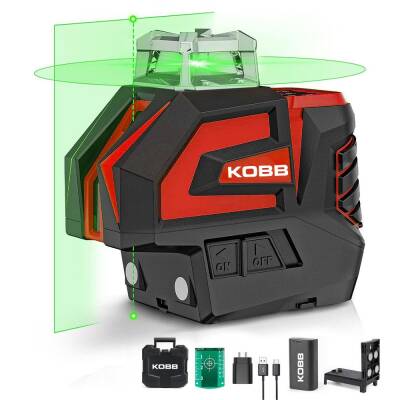 KOBB KBL32G Profesyonel Li-ion Yatay 360° ve Dikey Otomatik Hizalamalı Yeşil Nokta Şakül ve Yeşil Çapraz Çizgi Lazer - Kobb (1)