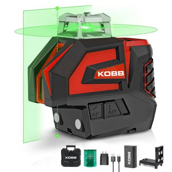 KOBB KBL32G Profesyonel Li-ion Yatay 360° ve Dikey Otomatik Hizalamalı Yeşil Nokta Şakül ve Yeşil Çapraz Çizgi Lazer - 2