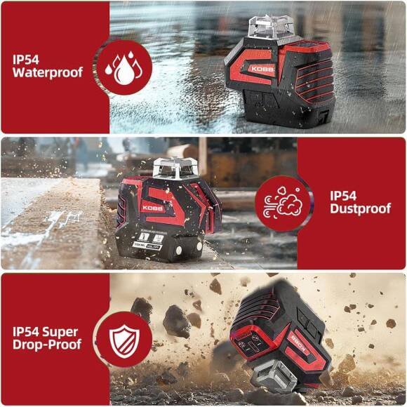 KOBB KBL32GTP Profesyonel Li-ion Yatay 360° ve Dikey Otomatik Hizalamalı Yeşil Nokta Şakül ve Çapraz Çizgi Lazer+Tripod - 9