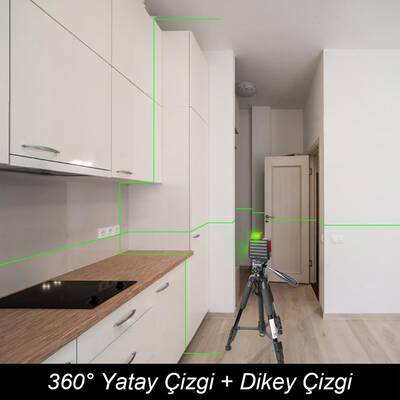 KOBB KBL33G 40 Metre Profesyonel Li-ion Şarjlı 2x90⁰/360⁰ Otomatik Hizalamalı Yeşil Çapraz Çizgi Lazer Distomat - Thumbnail