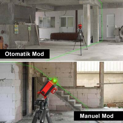 KOBB KBL35GTP Profesyonel Li-ion Şarjlı 4X360⁰ Otomatik Hizalamalı Yeşil Çapraz Çizgi Lazer Distomat+Tripod - 5