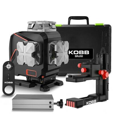 Kobb - KOBB KBL36G Profesyonel Li-ion Şarjlı 4X360⁰ LCD Ekran Otomatik Hizalamalı Yeşil Çapraz Çizgi Lazer Distomat + Uzaktan Kumanda + Taşıma Çantası (1)