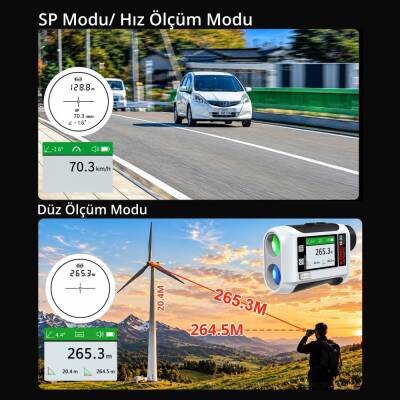 KOBB KBL600 600Mt 3.7V Li-ion LCD Ekran Şarjlı Profesyonel Optik Dürbünlü Golf Lazer Metre - 7