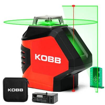 Kobb - KOBB KBL88G 25 Metre Profesyonel Yatay 360° ve Dikey Otomatik Hizalamalı Nokta Şakül ve Yeşil Çapraz Çizgi Lazer Distomat