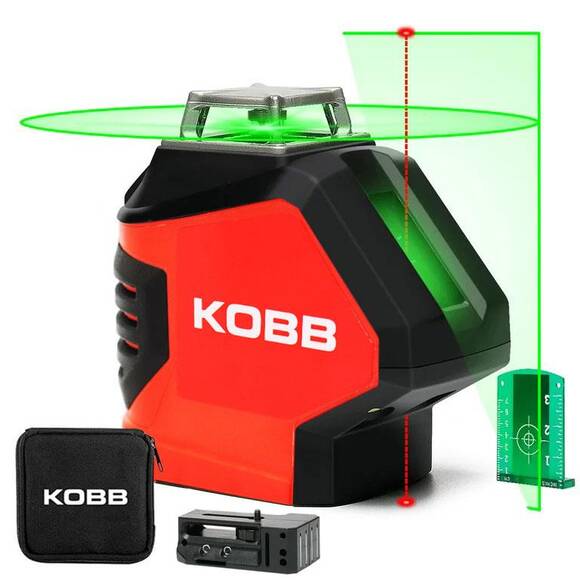KOBB KBL88G 25 Metre Profesyonel Yatay 360° ve Dikey Otomatik Hizalamalı Nokta Şakül ve Yeşil Çapraz Çizgi Lazer Distomat - 1