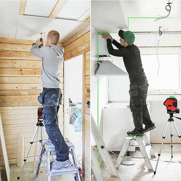 KOBB KBL88GTP 25 Metre Profesyonel Yatay 360° ve Dikey Otomatik Hizalamalı Nokta Şakül ve Yeşil Çapraz Çizgi Lazer Distomat + Tripod - 4