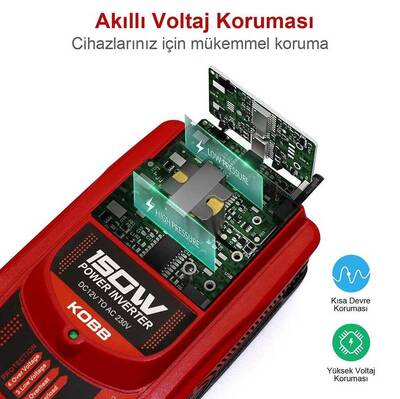 KOBB KBN150 12V/220V 150Watt Modifiye Sinüs Dönüştürücü İnvertör - Thumbnail