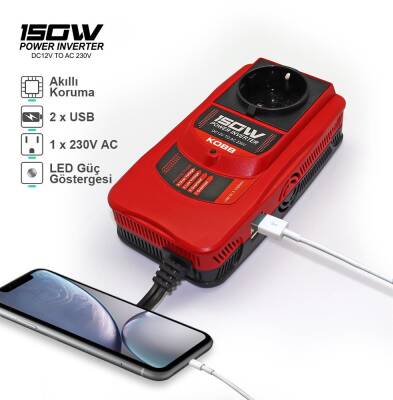 KOBB KBN150 12V/220V 150Watt Modifiye Sinüs Dönüştürücü İnvertör - Kobb (1)