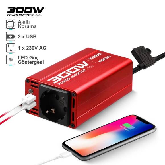 KOBB KBN300 12V/220V 300Watt Modifiye Sinüs Dönüştürücü İnvertör - 2
