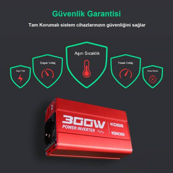 KOBB KBN300 12V/220V 300Watt Modifiye Sinüs Dönüştürücü İnvertör - 8